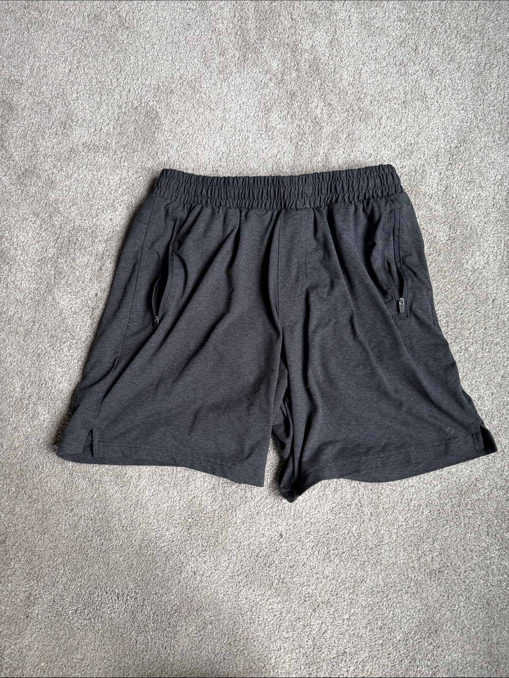 Men's Black Athletic Shorts with Elastic Waist and Zip Pockets